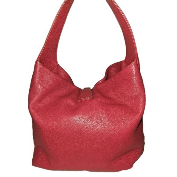 Dooney & Bourke Lucca Red Leather Logo Lock Hobo Bag Purse 15x12x5 *see All Pics - Picture 6 of 15